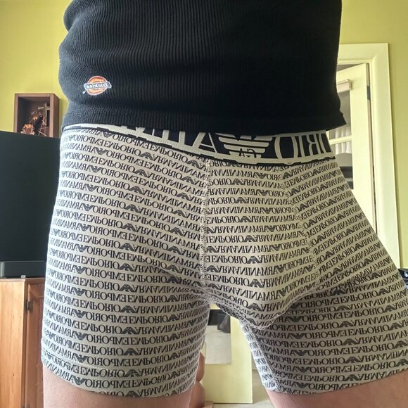 NWT Authentic GA EMPORIO ARMANI All-Over Logo STRETCH COTTON TRUNKS (2) Size M - Picture 14 of 15